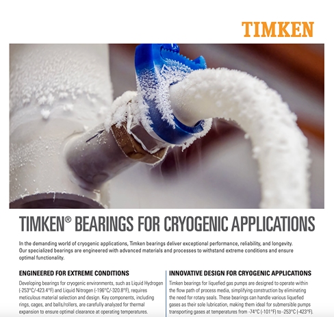 Timken Cryogenic Ball Bearing Sell Sheet